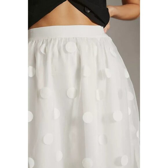 17. Anthropologie Eva Franco Tulle Midi Skirt White Organza with polka dots nwt - Picture 4 of 9